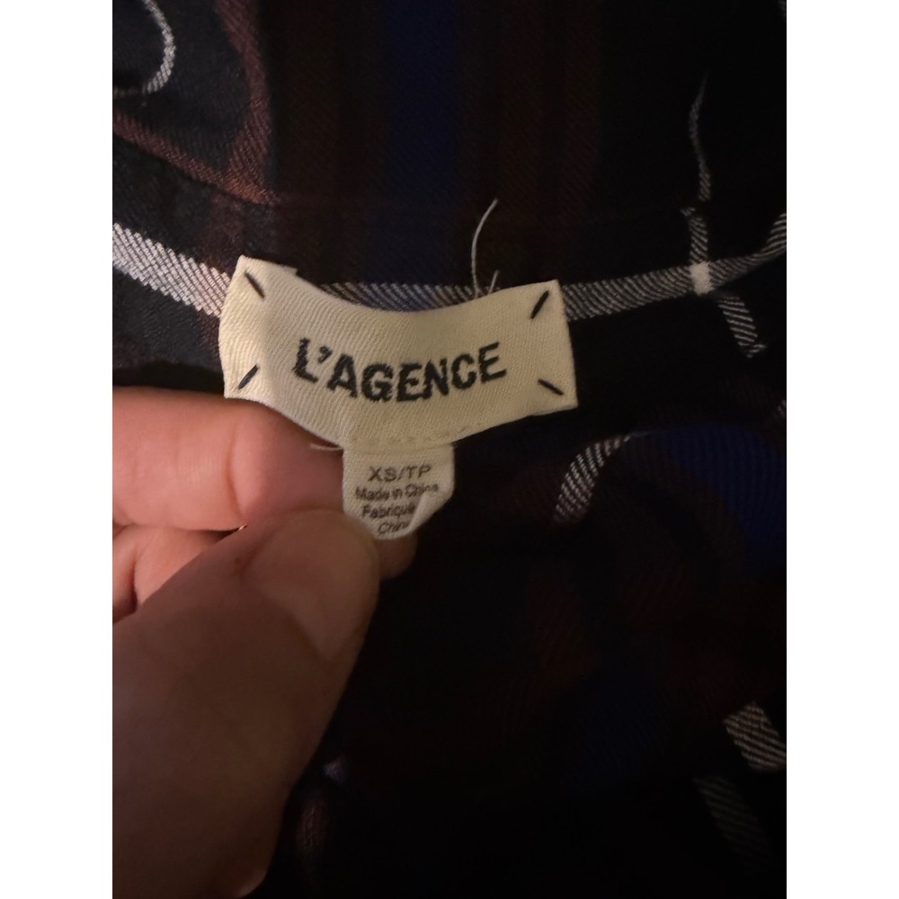 L'AGENCE Cameron Plaid Rayon Maxi Shirt Dress with Pockets XS NO BELT - Picture 3 of 8